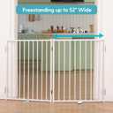 No Pawblems Free Standing Dog Gate, 30" Tall Foldable Dog Fence for Indoor, Up to 52 Inch Extra Wide Puppy Gate Extension for Stairs, Hallways, Doorways, Deck, Yard (White, 2 Panels)