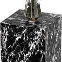 Modern Marble Side Table, 20" Small Square End Table for Living Room, Bedroom, Exhibition Hall, Suitable for Displaying Vases, Statues, Table Lamps, etc.(MAXCAP: 90 Lbs) Napoleon Black
