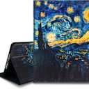Bxgolkgd Tablet Case for iPad 9.7 Inch (2017/2018 Model,5th/6th Generation),Shockproof Stand Cover with Heat Dissipation,Auto Wake/Sleep Function,Van Gogh Starry Night Art