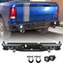Nixon Offroad Rear Bumper for 2009-2018 Dodge Ram 1500 (Including for 2019-2024 RAM 1500 Classic) Heavy Duty Steel Offroad Back Bumper w/D-Rings w/LED Pod Lights, Side Steps Design, w/Sensor Hole