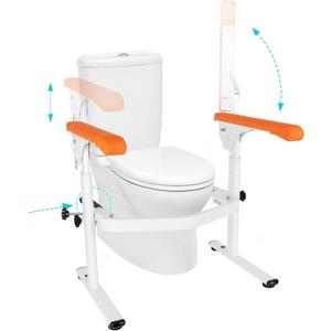 Toilet Safety Rails for Elderly (520 lbs), Toilet Rails for Elderly Free Standing Adjustable Height Width, Heavy Duty Toilet Safety Frame with Arms, Handicap Toilet Seat for Halloween