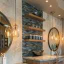 CASAMOTION Modern Pendant Lights Kitchen Island Large Gold Hanging Light Fixtures for Dining Table Blown Art Glass Clear Organic Globe Bedroom Foyer Entryway Hallway Lamp 12" Inch 1 Pack