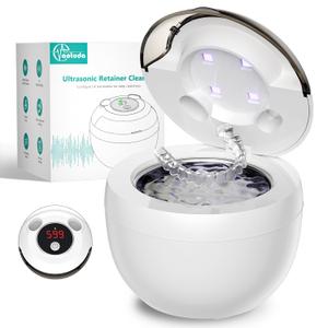 Aotuda Ultrasonic Retainer Cleaner Machine, 200ML Ultrasonic Dental Cleaning Pod with 4 Modes, Digital Timer, Mouth Guard Cleaner for Denture, Aligner, Braces, Toothbrush, Jewelry