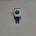 Small Animal Feed Dispenser, Pet Food Container with Mounting Bracket, Blue and Cream