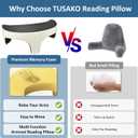 Lap Desk Reading Pillow, Gaming Pillow with Memory Foam Comfort, Bed Rest Desk Pillows for Reading & Working, Multi-Use Couch Laptop Pillows for Adults, Ergonomic Arm Rest for Bed, Sofa & Floor (Grey White)