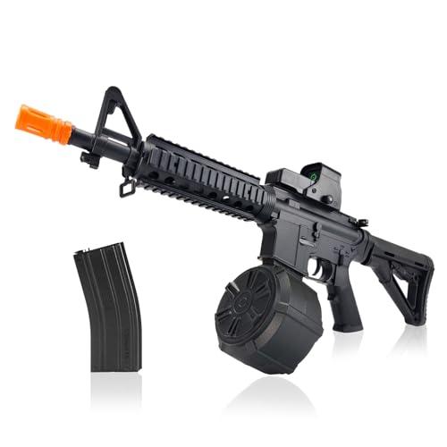 BIU BLASTER Gel Ball Blaster 280+ FPS,100+ Ft Range Full Size Splatter Ball Blaster7.4v 1200mAh Battery Electric Automatic Splat Blaster for Ages 14+ Years Outdoor Game (Black, mag+Drum)