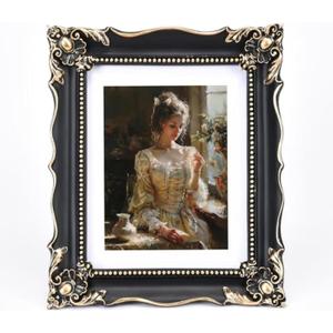 Vintage Picture Frames 8x10 Black Antique picture frame with Mat for 6x8 Ornate picture frames Baroque Tabletop Wall Hanging Home Decor poster Photo frame Horizontal or Vertical