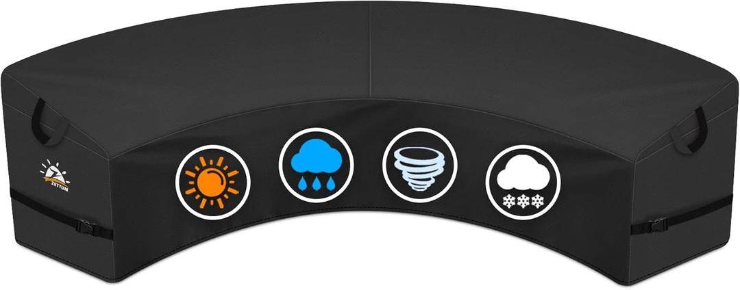 Zettum Outdoor Curved Sectional Cover - Patio Sectional Sofa Cover, 600D Waterproof Patio Furniture Covers for 3-4 Seater Outdoor Sectional Sofa and Couch, 126"(Back)/82"(Front)