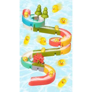 SOCBTNSO 38 PCS Duck Slide Toys, Bath Toys for Kids Ages 4-8, DIY Building Kit for Ages 5-7, Bathtub Time Birthday Gifts for Toddler 3 + Year Old