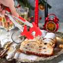 Amosfun 3pcs Christmas Food Tongs with Silicone Tips Stainless Steel Cooking Utensils for Buffet Bbq Salad Meat Serving Comfortable to Clean