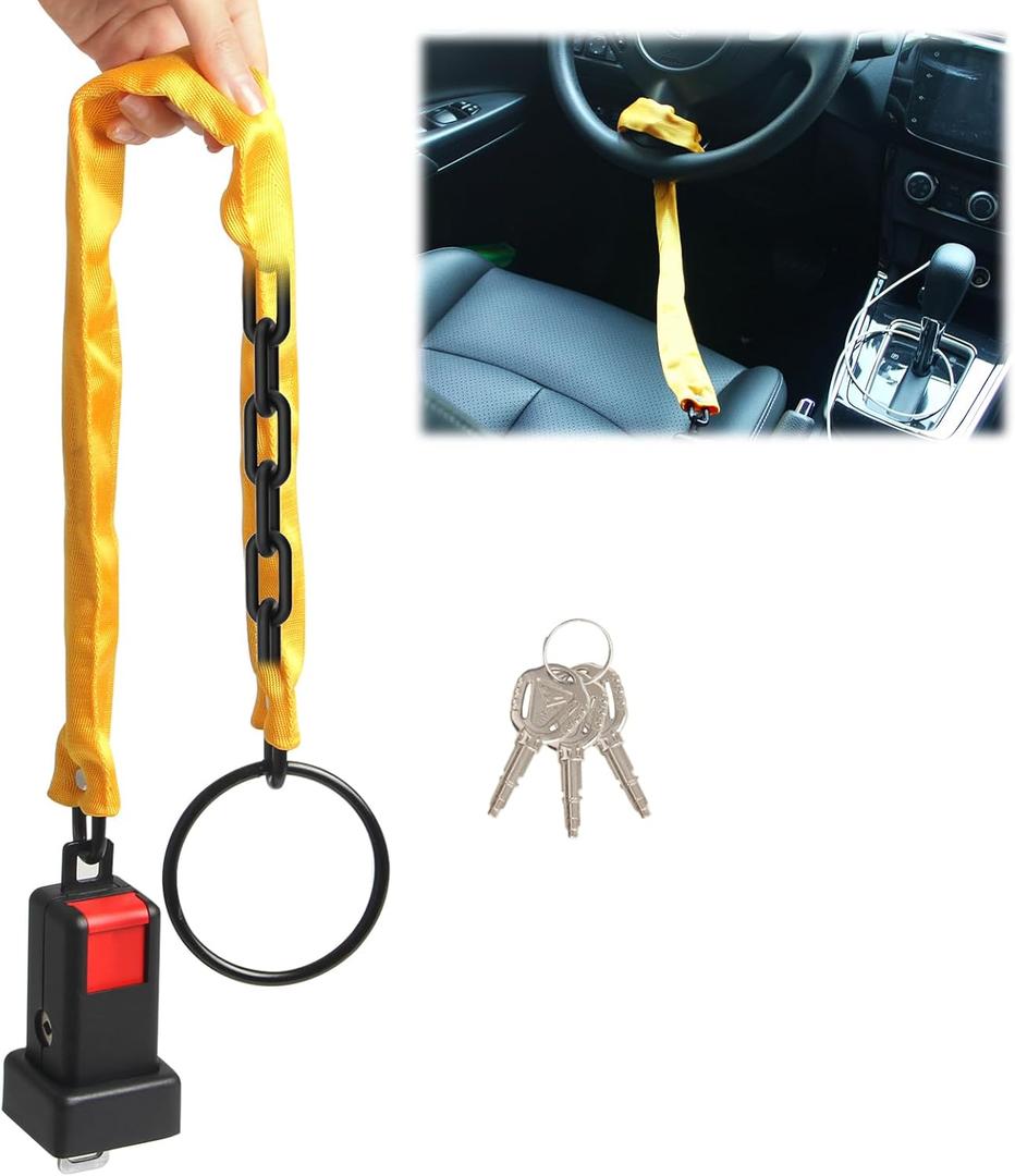 Kernel Steering Wheel Lock, Universal Anti Theft Car Device, Powerful Car Lock Car Theft Prevention with 3 Keys for Car Security Fit Most Vehicles Truck SUV Van