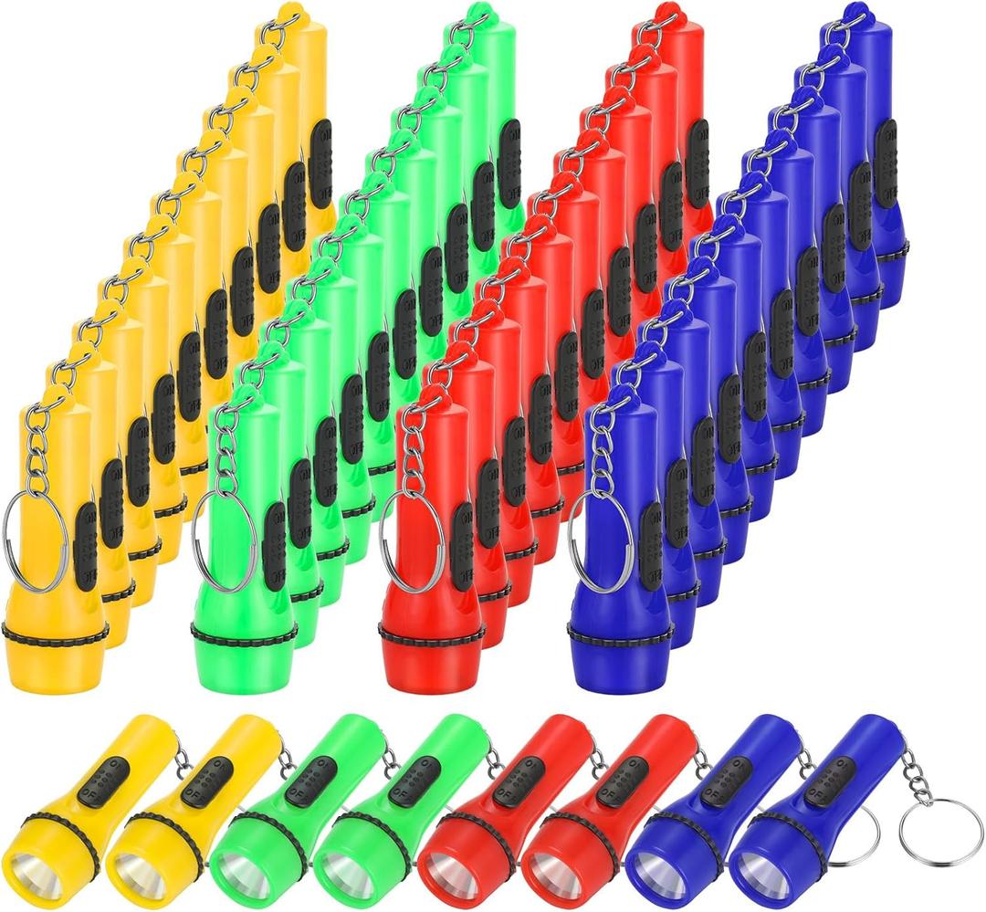 Boao 48 Pcs Mini Flashlight Keychain Bulk Assorted Colors Portable LED Flashlight Torch Keyring Small Key Chain Light for Hiking Camping Cycling Party Favors Travel Night Reading Emergency