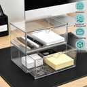 2 x Prsildan Acrylic Makeup Organizer, 2 Pack Stackable Clear Storage Drawers for Baby Bottles Desk Organizers with 2 Drawers for Countertop Vanity Nursery Modular System for Cosmetics Jewelry