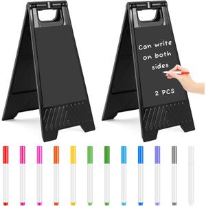 2 Pack a Frame Sandwich Board Sign with Dry Erase Surface Double Sided Sidewalk Sign Chalkboard Easel Heavy Duty Plastic Dry Erase Poster Board for Outdoor Restaurant Cafe Menu (Black) 2 Pack a Frame Sandwich Board Sign with Dry Erase Surface Double Sided Sidewalk Sign Chalkboard Easel Heavy Duty Plastic Dry Erase Poster Board for Outdoor Restaurant Cafe Menu (Black)