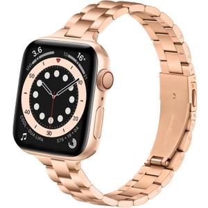 Lenrao Thin Stainless Steel Bands Compatible with Apple Watch 38mm 40mm 41mm 42mm 44mm 45mm 46mm for Women, Metal Straps for iWatch Series 11 10 9 8 7 6 5 4 3 2 1 SE