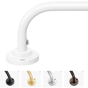 Hei!Dear White Curtain Rod, Modern Adjustable 5/8 Inch Wrap Around Window Rod for 28-48 Inch Windows, Sleek Curved Design, Heavy Duty Decorative Curtain Rod for Bedroom or Living Room