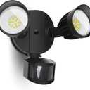 UME LED Security Light Motion Sensor Outdoor Lights, 27W 3000LM, 5000K, IP65 Waterproof, Dusk to Dawn, 2 Head Motion Detector Flood Light for Outside, Garage, Yard (Black)