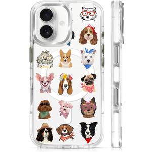 for iPhone 17 Case, Clear with Cute Pet Dog Pattern Compatible with Magsafe Soft Protective Case for Women Girl (White)