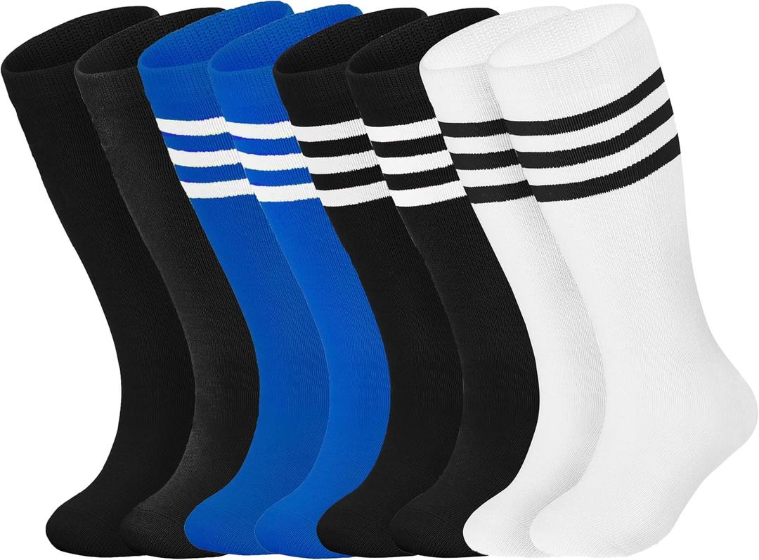 Sea Zaela 4 Pairs Kids Halloween Striped Knee-High Crew Length Socks, Unisex, Casual, 1-6 Years, Small, Red, 4 Count