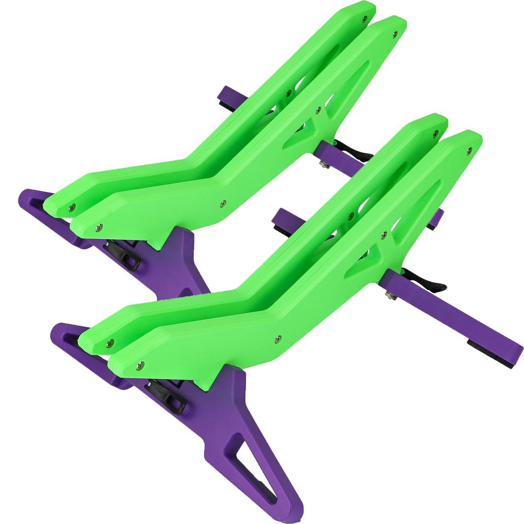 MAKELEN Adjustable Bike Parking Stand Fits 16-29 Inch Bicycles, Compatible with 23c-3.0 Tire Width – Heavy-Duty Plastic, Easy Installation, Stylish Two-Tone Design (Green&Purple(2 Pack))