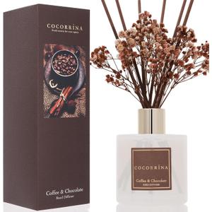 Cocorrna Reed Diffuser Sets - Coffee & Chocolate Scented Diffuser with Sticks Home Fragrance Reed Diffuser for Bathroom Shelf Decor