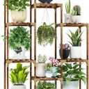 HOMKIRT Plant Stand for Indoor Outdoor, 10 Tier Tall Large Plant Shelf Rack for Multiple Pots, Flower Stand for Patio Porch Living Room Balcony Corner Garden Office, Boho Style Plant Table Holder