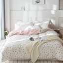 Floral Comforter Set Full Soft Bedding Comforter Set 3 Pieces Garden Style Pink Flower Print Botanical Flowers Comforter Set for All Seasons 1 Comforter and 2 Pillowcases (Floral, Full)
