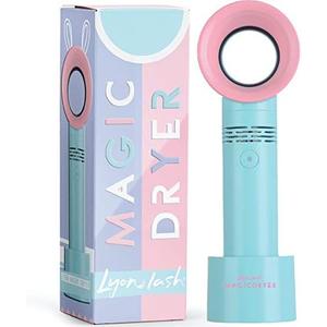 Lyon lash Portable USB Rechargeable Bladeless Mini Fan/Air Conditioning Blower/Handheld Cooling Dryer, Essential Eyelash Extension Supplies, Dries Eyelash Extensions Glue/Adhesive Rapidly (Blue)