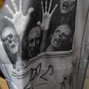 Halloween Door Cover Haunted Door Cover Ghost Hands Glass Spooky Halloween Prop 71x35 Inch Frightful Front Door Decoration Indoor Outdoor Display Scary Holiday Decor