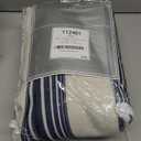 DriftAway Chris Linen Blackout Curtains with Thermal and Sound Reducing Layer 84 Inches Long for Bedroom Striped Printed Drapes Thermal Insulated Lined Window Treatment for Living Room Linen Dark Blue (52"W x 84"L (Pack of 2))