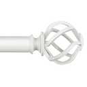 KAMANINA White Curtain Rod for Windows 66 to 120 Inch(5.5-10ft), 1 Inch Heavy Duty Curtain Rods 32 to 120, Long Decorative Single Drapery Rods, Twisted Cage End