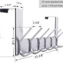 WEBI Over The Door Hook Door Hanger:Over The Door Towel Rack with 6 Hooks for Hanging Coats,Door Coat Hanger Towel Hanger Over Door Coat Rack for Towels,Clothes,Back of Bathroom,Silver