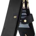 Travelambo Leather Wallets for Women Slim RFID Blocking Bifold Credit Card Holder Wallet (Black)