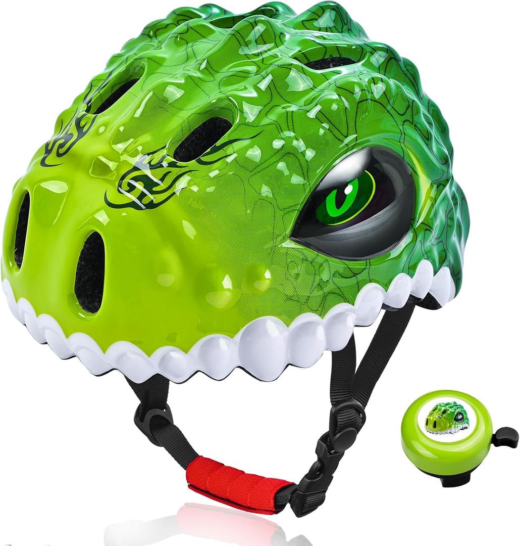 Toddler/Kids Bike Helmet for Boys Girls Adjustable Kids Helmet 3D Lightweight Ventilation and Multi-Sports Scooter Cycling Roller Balance Bike, Green Small: 18.9"-21.2"/48-54cm