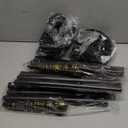 4 Pcs Halloween Wizard Costume Set Cosplay Adult Black Cloak with Hood and Gold Costume Walking Cane for Group Women Men Cosplay Party