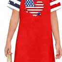 LAZYCHILD Girls 4th of July Dress: Kids USA Dresses American Flag Dress Independence Day Patriotic Outfit Red, 9-10 Years