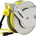 M MINGLE Retractable Pressure Washer Hose Reel, 1/4"  60ft Heavy Duty Professional Hose Reel, Auto Rewind Power Washer Hose Reel, Wall/Floor Mounted, 3600 PSI