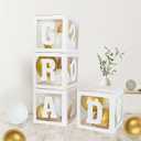 2026 Graduation Decorations - 4Pcs White Balloon Boxes with Letters 2026&Grad for Preschool Kindergarten Middle High School College Graduation Party Decorations Class of 2026