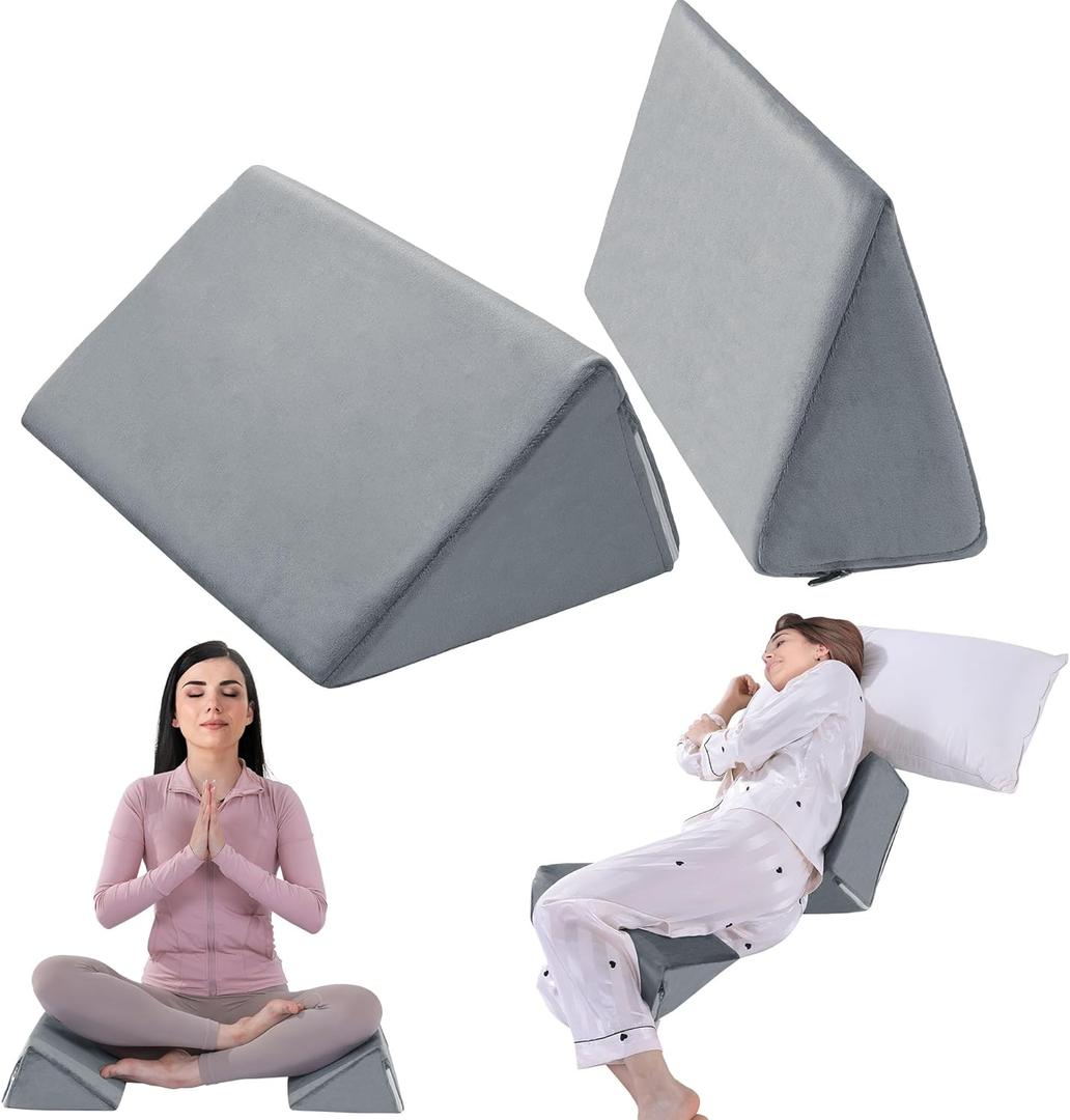 BALAPET 2 Pcs Small Wedge Pillow for SleepingPremium Foam Bed Pillow for Side Sleeping,Triangle Wedge Pillow for Leg Elevation,Yoga,Reduce Back Pain(Gray)