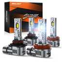 SEALIGHT S2S 9005/HB3 9006/HB4 LED Headlight Bulbs Combo, Hi Lo Beam 1:1 Mini Size 52000LM 700% Brightness 6500K with 14000RPM Cooling Fan, Halogen Replacement, Fog Light, Plug-N-Play, Pack of 4 