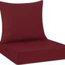 Cozyide Outdoor Chair Cushions 24x24, Washable Patio Furniture Cushions with Removable Cover, Waterproof Outdoor Deep Seat Cushion Set with Non-Slip Ties and Handle, Burgundy