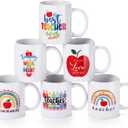 Zubebe 6 Pieces Teacher Appreciation Coffee Mugs Set 11oz Coffee Cups Sublimation Mugs Cocoa Ceramic Milk Tea Mugs Teacher Appreciation Gifts for Women Men