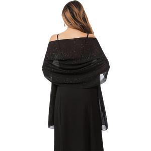 Shawls and Wraps for Evening Dresses Sheer Chiffon Women Elegant Soft Silky Sparkly Wedding Bridal Scarf (74.8*27.6in)