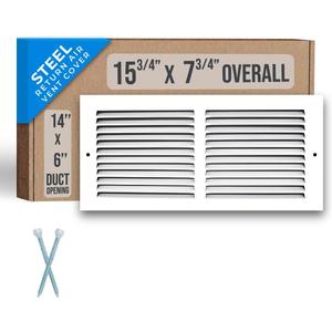 Fits 14x6 Duct Opening | Steel Return Air Grille by Handua | Vent Cover Grill for Sidewall and Ceiling | White | HVAC Cold Air Intake Grille | Outer Dimensions: 15.75"W X 7.75"H