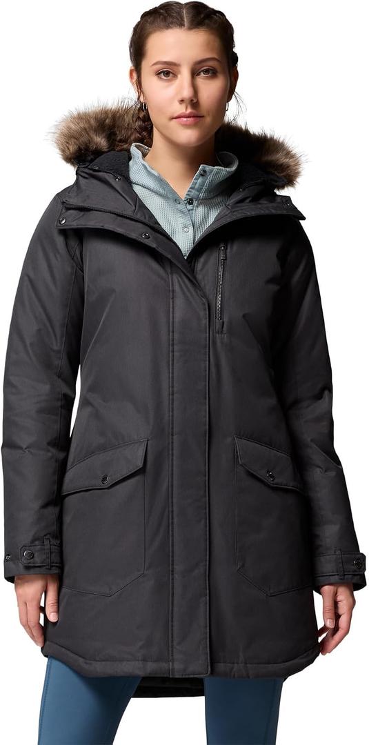 Columbia Womens Suttle Mountain Long Insulated Jacket, Black, Medium