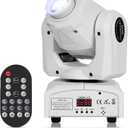 U`King 60W Moving Head Lights, White Moving LED DJ Lights RGBW Stage Light with Remote 8 GOBO 8 Pattern Spotlight by DMX 512 Controlled 9/11 Channel for Church KTV Club Concert Party Wedding (1 Pack)
