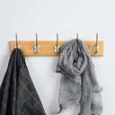 Wall Mount Bamboo Coat Rack, 17 Inch 5 Double Hooks, Natural