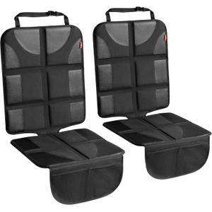Helteko XL Car Seat Protector - 2 Pack Car Seat Cover for Child Carseat with Thickest Padding, 600D Oxford, Waterproof & Durable Fabric, Non-Slip Back, 2 Mesh Storage Pockets, Black