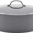 Rachael Ray 80090 Professional Hard Anodized Nonstick Cookware Oval Pasta Pot/Braiser, 8 Quart - Gray