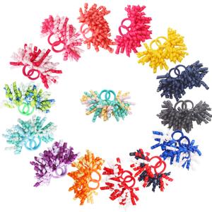 CellElection 30PCS Baby Girl Hair Ties Colorful Curly Korker Bow Grosgrain Ribbon Hair Bows Ponytail Holders Hair Accessories for Girls Toddlers Kids Children in Pairs (Multicoloured)
